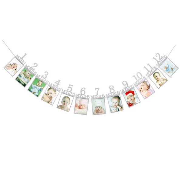 Photos banner, for babies, from 1 to 12 months, white color